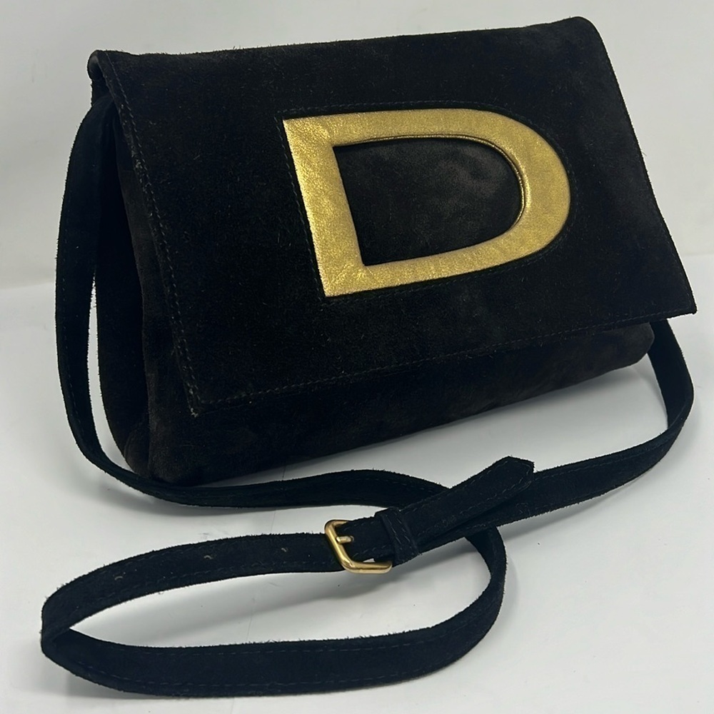 Donna Karan New York Vintage 1990’s Brown Suede Shoulder Clutch Bag